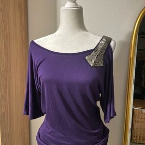 Wet Seal Purple Asymmetrical Top with Silver Accent